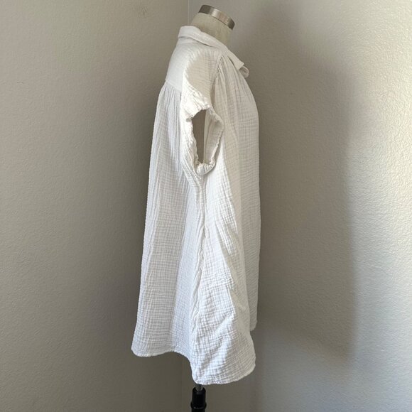 Aritzia Little Moon Gauzed Cotton Mini Dress Short Sleeve Minimalist White M - Picture 4 of 13